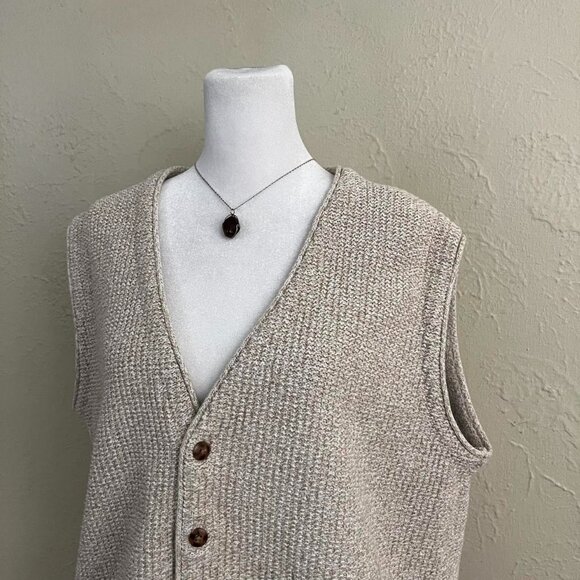 vintage 90s beige preppy indie skate knit sweater vest - Picture 4 of 8